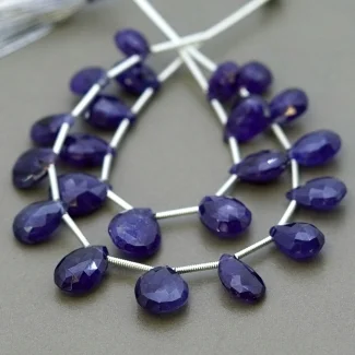 Blue Sapphire 8-13mm Briolette Pear Shape AA+ Grade Multi Strand Beads Layout - Total 2 Strands of 4-6 Inch