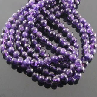 African Amethyst Smooth Round Shape Gemstone Beads Strand - 5-5.5mm - 14 Inch