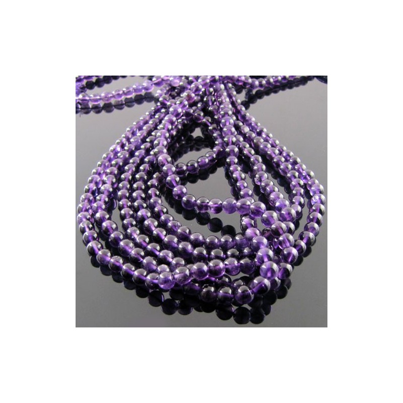 African Amethyst 4-4.5mm Smooth Round Shape AA Grade 14 Inch Long Gemstone Beads Strand