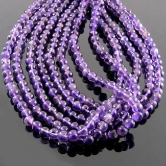 African Amethyst 3-3.5mm Smooth Round Shape AA Grade Gemstone Beads Strand - Total 1 Strand of 14 Inch.