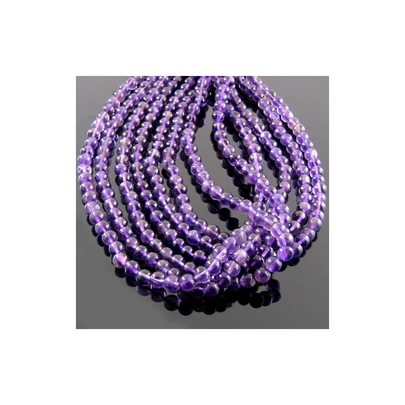 African Amethyst 3-3.5mm Smooth Round Shape AA Grade Gemstone Beads Strand - Total 1 Strand of 14 Inch.