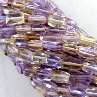 Ametrine Faceted Brick Shape Gemstone Beads Strand - 5-6mm - 14 Inch
