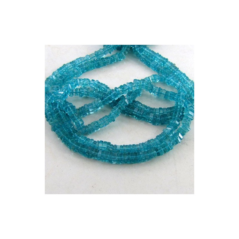 Sea Green Apatite Smooth Heishi Cube Shape Gemstone Beads Strand - 5-6mm - 14 Inch - 1 Strand