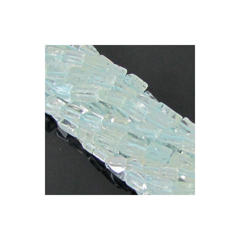 Aquamarine 5-7mm Smooth Brick Shape B Grade 14 Inch Long Gemstone Beads Strand