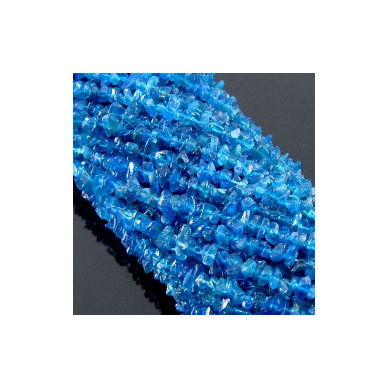 Neon Blue Apatite Tumbled Chip Shape Gemstone Beads Strand - 4-5mm - 36 Inch