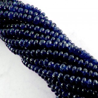 Blue Sapphire 3-4mm Smooth Rondelle Shape AA Grade 14 Inch Long Gemstone Beads Strand