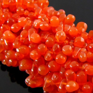 Carnelian 8-10mm Smooth Drop Shape B Grade 14 Inch Long Gemstone Beads Strand