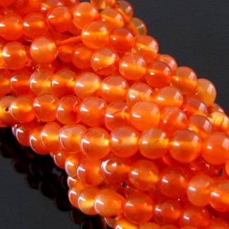 Carnelian Smooth Round Shape Gemstone Beads Strand - 4-4.5mm - 14 Inch