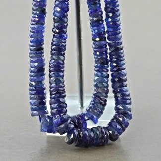 Blue Sapphire Faceted Wheel Shape A+ Grade Gemstone Beads Lot - 5-10mm - 20 Inch - 2 Strand