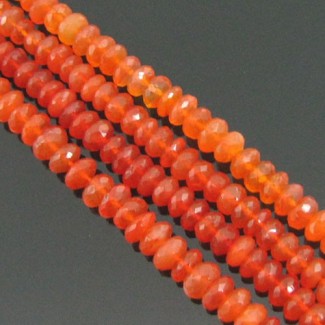 Carnelian 6-6.5mm Faceted Rondelle Shape AA Grade 10 Inch Long Gemstone Beads Strand