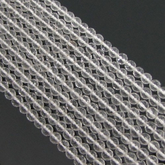 Crystal Quartz 4-4.5mm Micro Faceted Round Shape AAA Grade Gemstone Beads Strand - Total 1 Strand of 14 Inch.