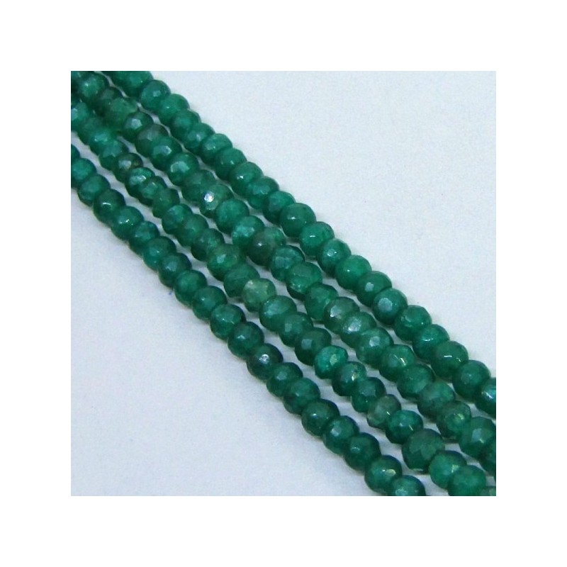 Dyed Emerald (Beryl) Faceted Rondelle Shape B Grade Gemstone Beads Strand - 4-4.5mm - 13 Inch - 1 Strand