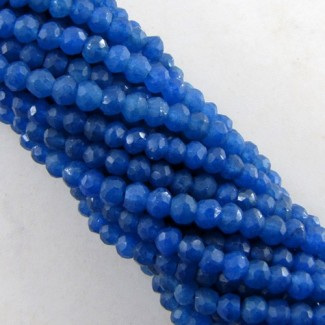 Dyed Sapphire (Ropada) Faceted Rondelle Shape Gemstone Beads Strand - 3-3.5mm - 14 Inch - 1 Strand