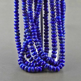 Lapis Lazuli Smooth Rondelle Shape Gemstone Beads Lot - 5-7mm - 18 Inch - 5 Strand