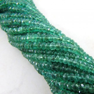 Emerald Faceted Rondelle Shape A Grade Gemstone Beads Strand - 3-4mm - 14 Inch - 1 Strand