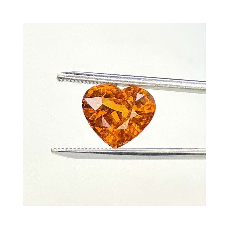  7.57 Cts. Spessartite Garnet 10.58x12.35mm Faceted Heart Shape AA+ Grade Loose Gemstone - Total 1 Pc.