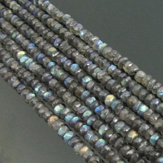 Labradorite 5-5.5mm Faceted Rondelle Shape AA Grade Gemstone Beads Strand - Total 1 Strand of 14 Inch.