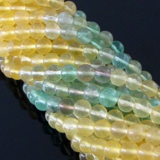 Multi Fluorite Smooth Round Shape Gemstone Beads Strand - 4-4.5mm - 14 Inch - 1 Strand