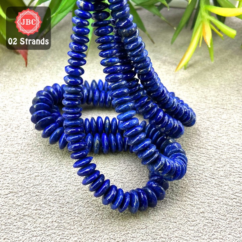 Lapis Lazuli Smooth Rondelle Shape Gemstone Beads Lot - 6.5-11.5mm - 16 Inch - 2 Strand