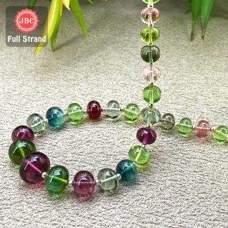 Multi Color Tourmaline Smooth Rondelle Shape Gemstone Beads Strand - 6.5-11.5mm - 9 Inch - 1 Strand