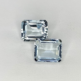  11.15 Cts. Aquamarine 12x10mm Step Cut Octagon Shape A+ Grade Matched Gemstones Pair - Total 2 Pcs.