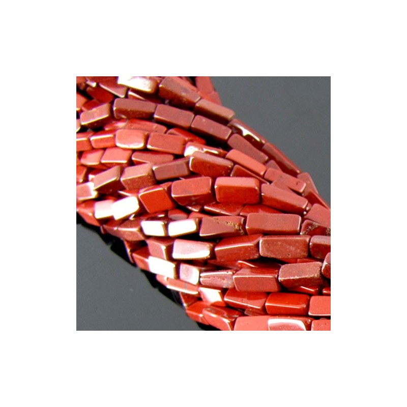 Red Jasper Smooth Brick Shape B Grade Gemstone Beads Strand - 10-12mm - 14 Inch - 1 Strand