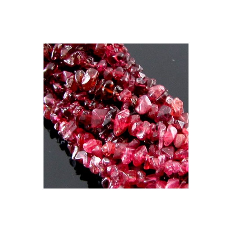 Red Spinel Tumbled Chip Shape Gemstone Beads Strand - 4-5mm - 36 Inch - 1 Strand