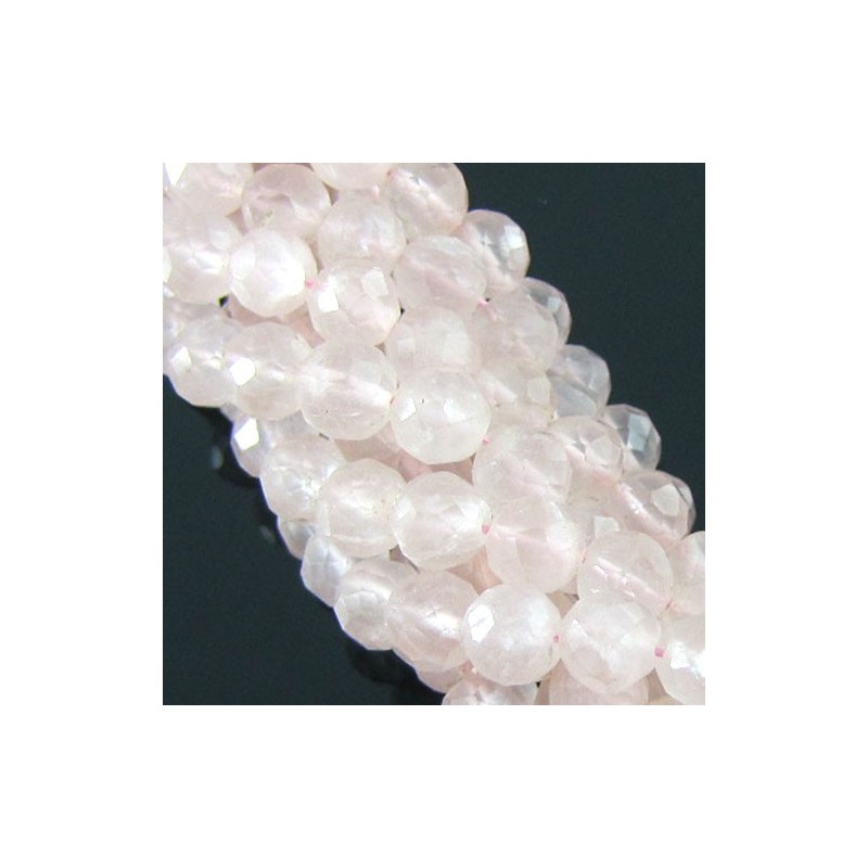 Rose Quartz Faceted Round Shape Gemstone Beads Strand - 5-5.5mm - 14 Inch