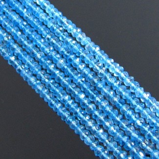 Sky Blue Topaz Faceted Rondelle Shape A Grade Gemstone Beads Strand - 4-4.5mm - 14 Inch - 1 Strand