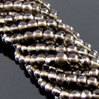 Smoky Quartz Smooth Round Shape A Grade Gemstone Beads Strand - 3-3.5mm - 14 Inch - 1 Strand