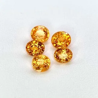 5.91 Cts. Spessartite Garnet 5.81x5.30-6.53x7.75 Faceted Oval Shape A+ Grade Gemstones Parcel - Total 5 Pcs.