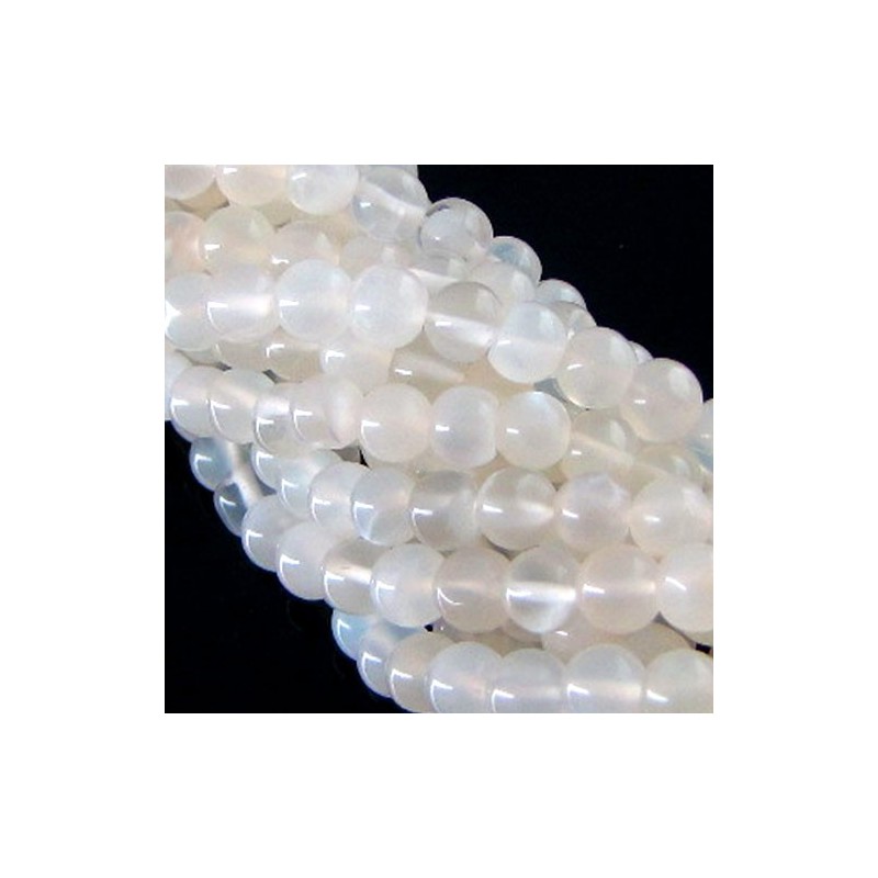 White Moonstone Smooth Round Shape Gemstone Beads Strand - 5-5.5mm - 14 Inch - 1 Strand