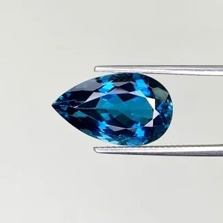  9.65 Cts. London Blue Topaz 17x10mm Faceted Pear Shape AAA Grade Loose Gemstone - Total 1 Pc.