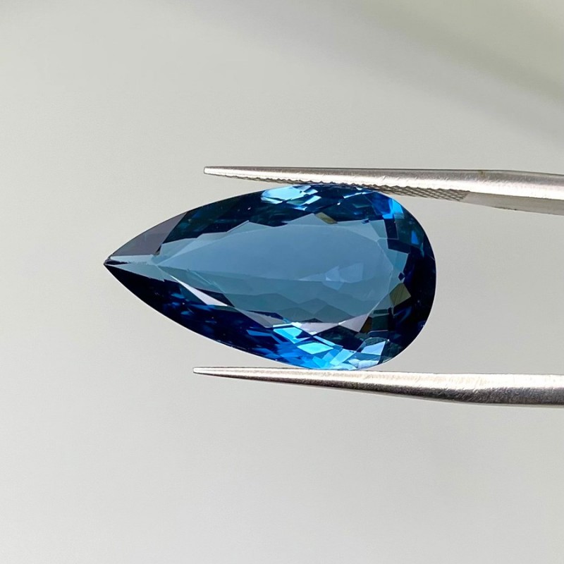  10.56 Cts. London Blue Topaz 20x11.5mm Faceted Pear Shape AAA Grade Loose Gemstone - Total 1 Pc.