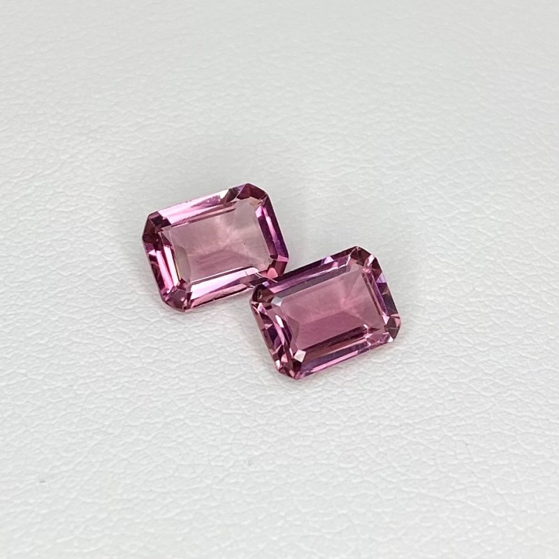  2.71 Cts. Pink Tourmaline 8x6mm Step Cut Octagon Shape AA+ Grade Matched Gemstones Pair - Total 2 Pcs.