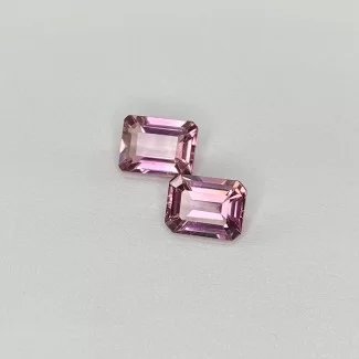  3.19 Cts. Pink Tourmaline 8x6mm Step Cut Octagon Shape AA+ Grade Matched Gemstones Pair - Total 2 Pcs.