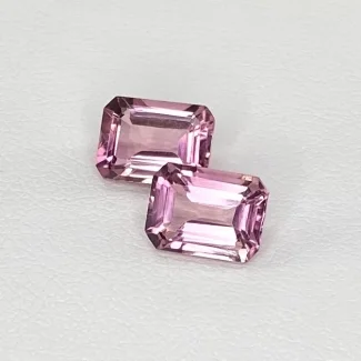  3.58 Cts. Pink Tourmaline 8x6mm Step Cut Octagon Shape AA+ Grade Matched Gemstones Pair - Total 2 Pcs.