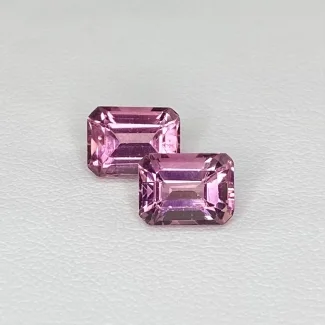  3.59 Cts. Pink Tourmaline 8x6mm Step Cut Octagon Shape AA+ Grade Matched Gemstones Pair - Total 2 Pcs.