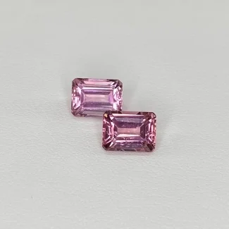  3.76 Cts. Pink Tourmaline 8x6mm Step Cut Octagon Shape AA+ Grade Matched Gemstones Pair - Total 2 Pcs.