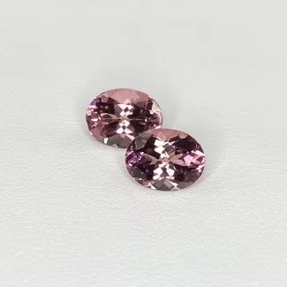  3.62 Cts. Pink Tourmaline 9x7mm Faceted Oval Shape AA+ Grade Matched Gemstones Pair - Total 2 Pcs.