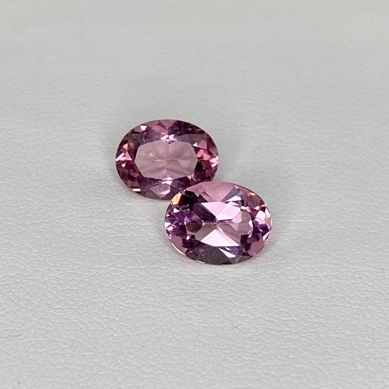  3.61 Cts. Pink Tourmaline 9x7mm Faceted Oval Shape AA+ Grade Matched Gemstones Pair - Total 2 Pcs.