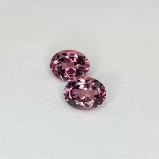  3.86 Cts. Pink Tourmaline 9x7mm Faceted Oval Shape AA+ Grade Matched Gemstones Pair - Total 2 Pcs.