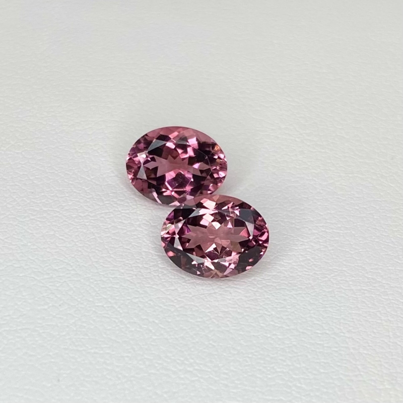  3.86 Cts. Pink Tourmaline 9x7mm Faceted Oval Shape AA+ Grade Matched Gemstones Pair - Total 2 Pcs.