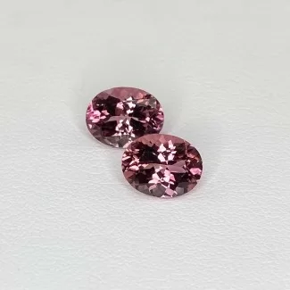  3.90 Cts. Pink Tourmaline 9x7mm Faceted Oval Shape AA+ Grade Matched Gemstones Pair - Total 2 Pcs.