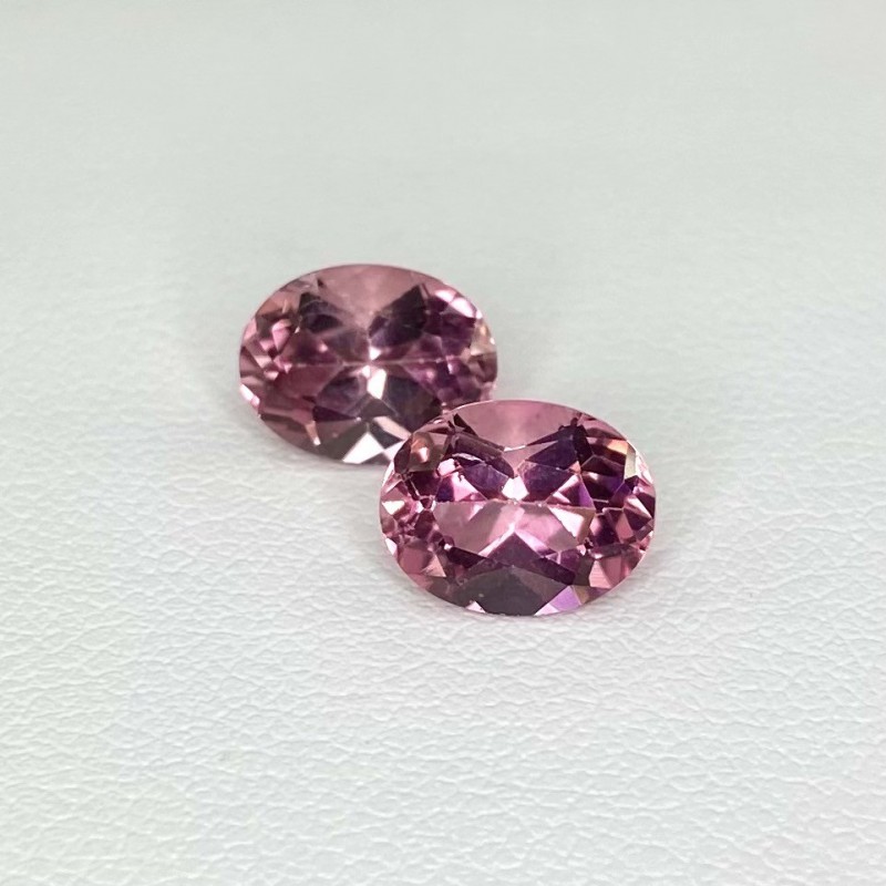  3.92 Cts. Pink Tourmaline 9x7mm Faceted Oval Shape AA+ Grade Matched Gemstones Pair - Total 2 Pcs.