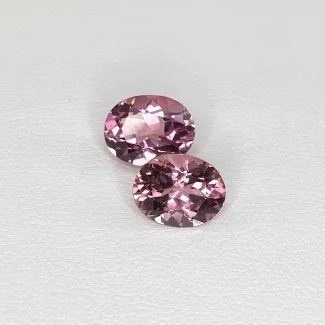  3.96 Cts. Pink Tourmaline 9x7mm Faceted Oval Shape AA+ Grade Matched Gemstones Pair - Total 2 Pcs.