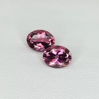  3.52 Cts. Pink Tourmaline 9x7mm Faceted Oval Shape AAA Grade Matched Gemstones Pair - Total 2 Pcs.
