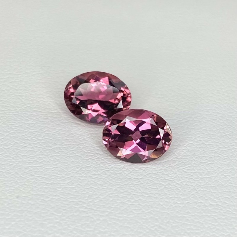  3.52 Cts. Pink Tourmaline 9x7mm Faceted Oval Shape AAA Grade Matched Gemstones Pair - Total 2 Pcs.