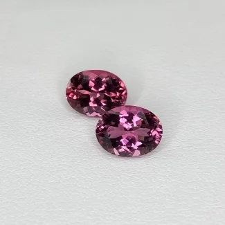  3.94 Cts. Pink Tourmaline 9x7mm Faceted Oval Shape AAA Grade Matched Gemstones Pair - Total 2 Pcs.