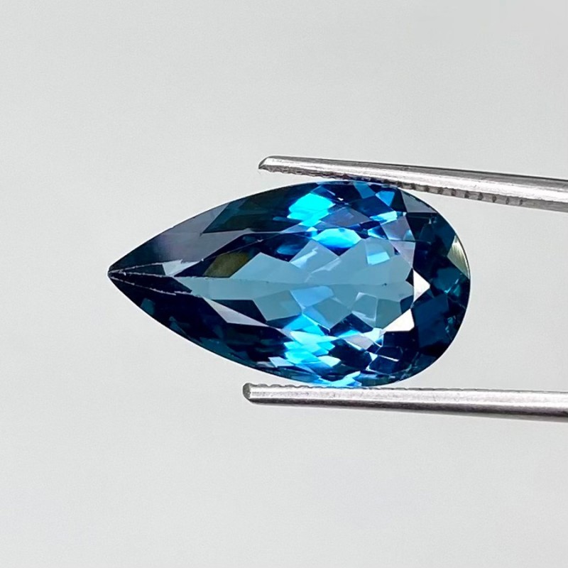  7.53 Cts. London Blue Topaz 17x9.5mm Faceted Pear Shape AAA Grade Loose Gemstone - Total 1 Pc.